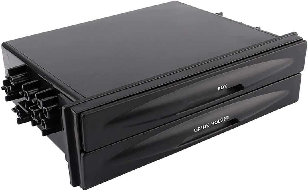 Universal Storage Box, New Universal Car Auto Double Din Radio Pocket Drink Cup Holder+Storage Box