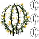 2 PCS Metal Garden Round Trellis for Climbing Plants, Large Black Powder Coated Obelisk for Roses, Vines, Flowers, Patio Doorway Garden Decor Indoor Outdoor, Easy Assembly (25.2" x 21.3")
