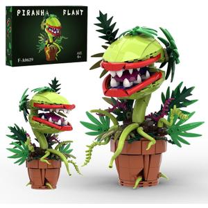 Audrey II Piranha Flower Building Blocks Set, Cannibal Plants Building Set, Openable Mouth Gift Toy, Bonsai Plants Christmas Halloween Horror Decor Gifts for Adults