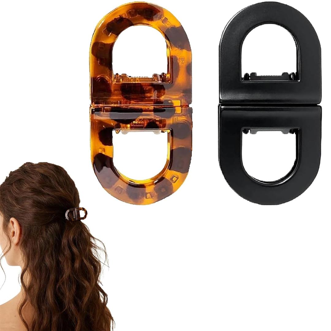 2Pcs Magnetic Hair Clips for Women, Strong Hold No-Slip Styling Clips, Seamless 2-in-1 Design for Thick/Thin Hair, Non-Dent Quick Snap Hairdressing Tools for Salon or Daily Use