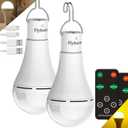 USB Rechargeable Camping Light Bulbs with Remote Timer, 5 Light Modes, 1800mAh LED Camp Light Bulb for Camping, Hiking, Indoor, Emergency (Daylight & Amber)