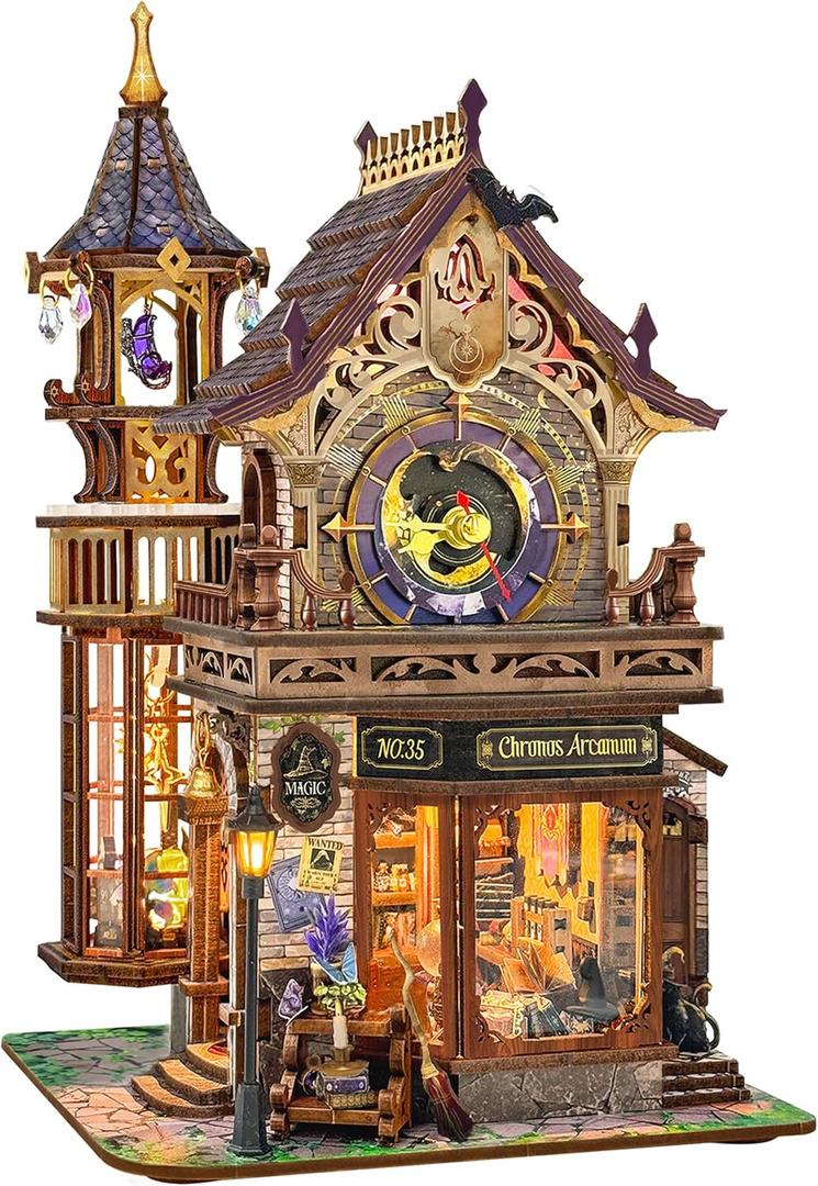 DIY Miniature House Kit, Book Nook Mini House Bookshelf Decor 3D Wooden Puzzle for Adults, Birthday Gift for Family, Friends - Time Magic Club, 1:12