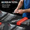 80 pcs MAGNETIC Modular Wrench Organizers for Tool Drawers - Wrench Rack with Metric & SAE Labels, Perfect Tool Storage Holder. Gift for father, brother and boyfriend (With Magnet) (Black and Red)