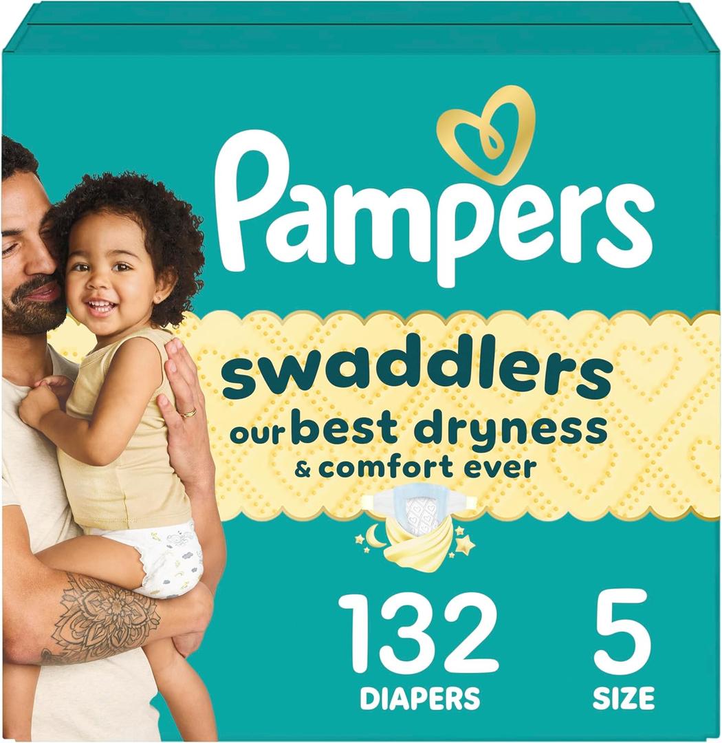 Pampers Baby Diapers - Swaddlers - Size 5, 132 Count, Ultra Absorbent Disposable Infant Diaper