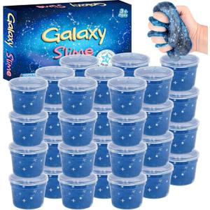 24 Pack Gray-Blue Galaxy Star Slime, Galaxy Slime Cup Party Favors for Kids, Soft, Mess-Free, Wet, Non-Sticky, Classroom Rewards, Birthday Gifts for Girls & Boys, Goodie Bag Stuffers