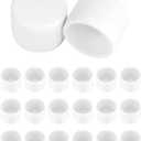 QWORK PVC External End Cap 3/4 Inch (1.05" OD)  Rigid White Fitting for Pipe Furniture, Garden Frames & Storage Racks (20 Pack)