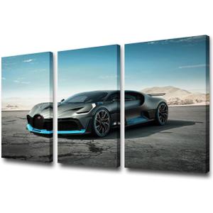 Framed Canvas Wall Art Speed Sports Racing Cars Pictures Ready to Hang 3 Pieces HD Printed Posters Artwork for Teens Bedroom Living Room Modern Decorations - 12 x 24 inch x 3 Panels