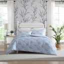 Laura Ashley - Twin Comforter Set, Soft Cotton Bedding with Matching Shams, Floral Home Decor, Oeko-Tex Certified (Quartet Blue, Twin)