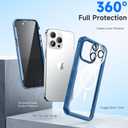 seacosmo for iPhone 14 Pro Max Case, Full Body Bumper with Built-in 9H Tempered Glass Privacy Screen Protector and Camera Lens Protector, Compatible with MagSafe, Shockproof Phone Case, 6.7", Blue