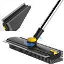 Scrub Brush with Long Handle, Floor Scrub Brush Squeegee Broom for Cleaning, 3 in 1 Shower Scrubber Floor Broom Squeegee for Concrete Tile Wall Deck Patio Special Black