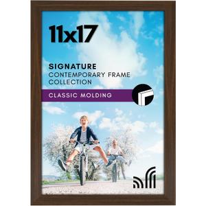 Americanflat 11x17 Picture Frame with Shatter-Resistant Glass - Signature Collection - Gallery-Style Frames Made of Engineered Wood - Photo Frame for Wall Display - Walnut