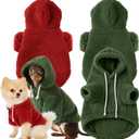 Reginary 2 Pcs Fuzzy Small Dog Hoodie Winter Dog Sweaters Double-Sided Plush Warm Soft Hooded Puppy Pet Sweatshirt Clothes Coats(L: Weight:8.5-13.2lb,Green and Red)