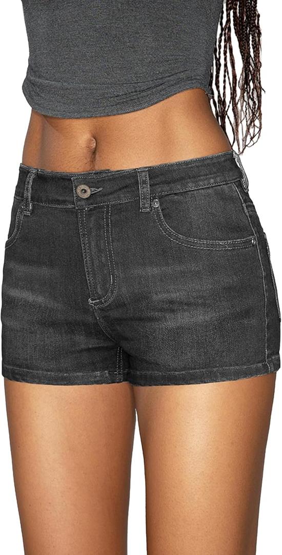 EMMIOL Women Sexy Jean Shorts Low Waisted Stretchy Y2K Denim Shorts Summer Trendy Jorts (8, Gray-040)