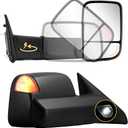 Sanooer Towing Mirrors Power Folding Compatible with 2009-2018 Dodge Ram 1500, 2010-2018 Dodge Ram 2500 3500 with Power Glass Puddle Lamp Temp Sensor Heated Turn Signal Light Flip up Pair Set