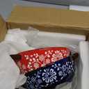 Mezchi 4 Pack Ceramic Soup Bowls with Handles, 24 Oz French Onion Crocks, Assorted Stackable Serving Bowl for Chili, Soup, Stew, Cereal, Microwave and Oven Safe, 4 Color