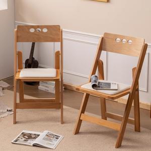 Wooden Folding Chair with Soft Cushion, Simple and Stylish, Comfortable and Durable, Suitable for Weddings, banquets and Events, 4 Sets, high backrest NaturalLinen pad