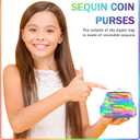 2 Pieces Coin Purse Kids Purse Girls Handbags Double Sided Sequin Mini Wallet Kiss Lock Coin Purse for Party Christmas Birthday Valentine's Day Gifts