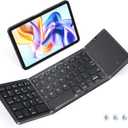 MEETION Foldable Keyboard with Touchpad, Bluetooth Wireless Portable Keyboard, Rechargeable Ultra Slim Pocket Folding Keyboards, Full Size Keys, Travel for iOS Android Windows Laptop PC Tablet, Black