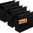 6 Pack Plastic High Capacity Hanging File Folders, 4" Expanding Pocket with Movable Dividers, Heavy Duty for Filing Cabinet, Insertable Tabs, Letter Size