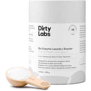 Dirty Labs | Scent Free | Bio Enzyme Laundry Booster | 48 Loads (1 lb) | Hyper Concentrated | High Efficiency & Standard Machine Washer | Nontoxic, Biodegradable | Stain & Odor Removal Enzyme Booster