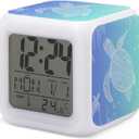 Sea Turtle Alarm Clock for Kids Boy Girl 7 LED Color Changing Wake Up Clock Home Decor Bedroom Digital with Temperature Display