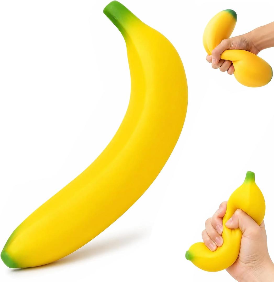 Bannana Squishy Toy,Fake Banana Stress Relief Fidget,2026 Bannana Squishy Stress Toy for Stress Relief and EnhancementLightweight Squeeze Fidget for Adults,Soft PU Foam, 6.89 Inches