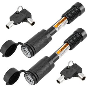 METOWARE Trailer Hitch Locks Receiver Lock Keyed Alike Fits Class III IV 2" 2-1/2" Receiver with 5/8" Dia 3-1/2 Long Pin and Anti-Rattle Rubber O-Rings, for Trailer Truck Car Boat (2 Pack) (Black)