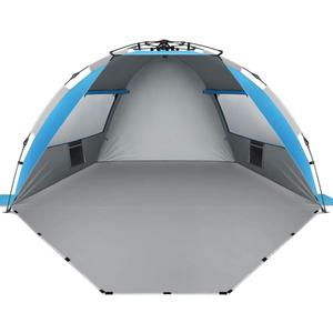 Oileus X-Large 4 Person Beach Tent Sun Shelter - Portable Sun Shade Instant Tent for Beach with Carrying Bag, Stakes, 6 Sand Pockets, Anti UV for Fishing Hiking Camping, Waterproof Windproof, Blue