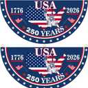 2PCS 250th Anniversary USA Flag, 1.5X3 FT 1776-2026 Fan Flags, 250 Years Anniversary Flag Bunting for Wall, Front Door, Porch, Fence, Outdoor Decorations with Brass Grommets (Style A)
