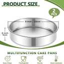 P&P CHEF 9 Inch Cake Pan Set of 2, 2 Pieces Round Layer Cake Baking Pans, Stainless Steel Smash Cake Tin Bakeware for Cooking Steaming, Nontoxic & Sturdy, Oven & Dishwasher Safe