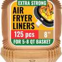Air Fryer Paper Liners, 125Pcs Air Fryer Disposable Liners, Non-Stick and Oil Proof for Easy Cleanup, 8” Square for 5-8 qt Basket by Baker's Signature
