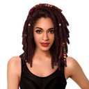 Black Textures Crochet Synthetic Bae Locs Hair Extensions, 12 Inch, Black with Colorful Threaded Accents (5 Packs) (99J (Red/Brown))