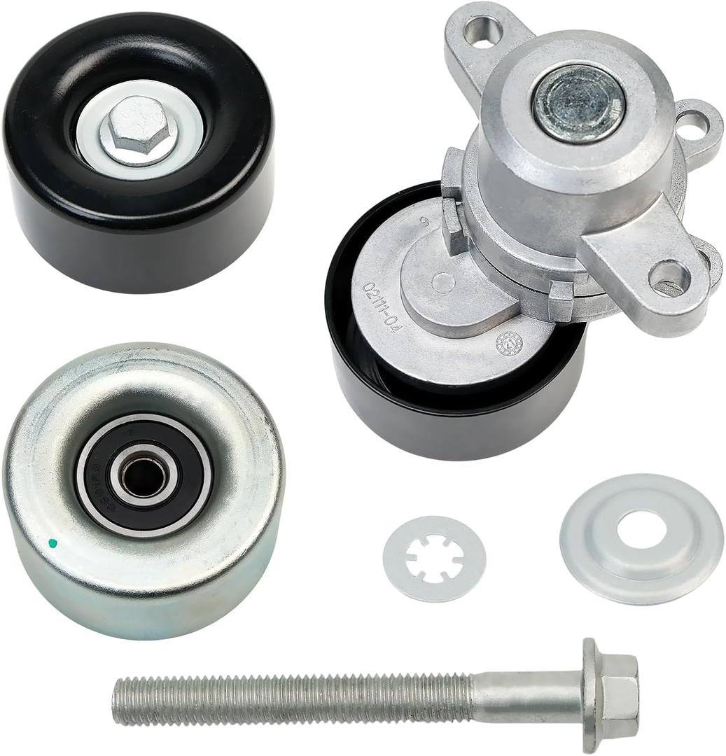 39155 Belt Tensioner and Upper Lower Idler Pully Compatible with Nissan Altima 3.5 2007-2013 Maxima 2009-2014 Murano 2009-2014 Quest 2011-2013 11955JA10A 11955JA10B 11955JA10C 11955JA10D