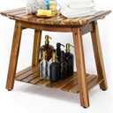 Acacia Shower Stool Bench for Inside Shower and Bath, 24-Inch Shaving Shelf, Waterproof Seat for Adults & Seniors