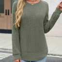 JUSTFASHIONNOW Womens Long Sleeve Shirts Trendy Sweaters Lightweight 2025 Casual Crewneck Fall Tunic Tops Loose Fit Dressy (Green, XL)