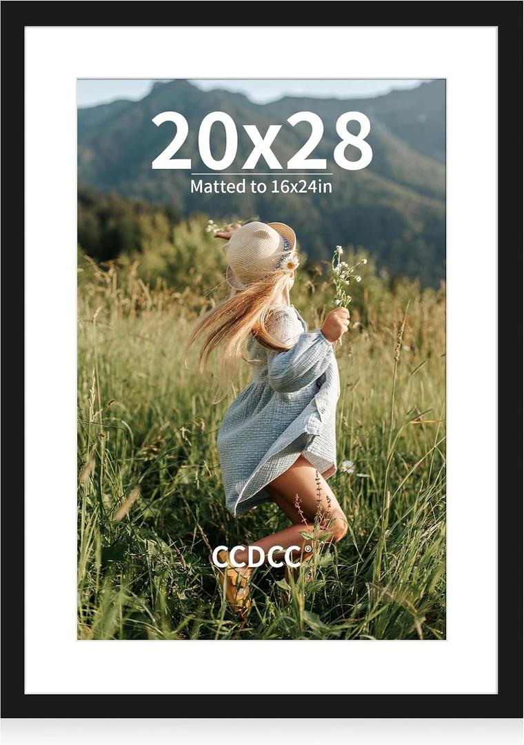 20x28 Picture Frame, Wooden Photo Frames with Tempered Glass, 1 Pack, 20x28 in