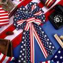 Unittype 2 Pcs Memorial Day Patriotic Bow Red White Blue Wreath 4th of July Star Burlap American Flag Bow for Indoor Outdoor Tree Topper Independence 250th Anniversary Party Decoration(Rustic)