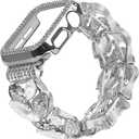 VIQIV Bling Dressy Bracelet with Case Compatible with Apple Watch Bands 38/40/41/42/44/45/49mm for Women Strethy, Cute Slim Metal Wristband Strap for iWatch Ultra 2/Ultra Series 9/8/7/6/5/4/3/2/1/SE (Silver)