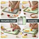2 in 1 Stainless Steel Cutting Board with Handle 2 Packs Metal Chopping Board Solid Thick Wood Juice Groove Chopping Board Small Big Xl XXl xlarge Oversized Kitchen Counter Organic Vegetable Meat Kit (Morandi Green)