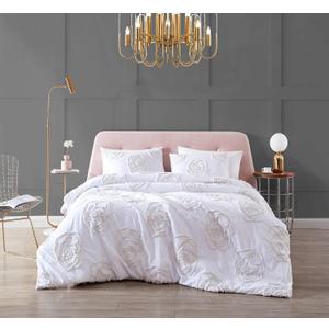 Betsey Johnson - King Duvet Cover Set, Reversible Cotton Bedding with Matching Shams, Chic Bedding Set (Rambling Rose White, King)