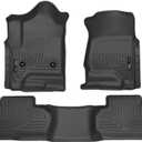 Husky Liners Weatherbeater Floor Mats | Fits 2014-2019 Chevrolet Silverado & GMC Sierra 1500 (19 LD Only); 15-19 Silverado/Sierra 2500/3500 Dbl Cab (Footwell Cvg) | Front & 2nd Row, 3-pc Black - 98241