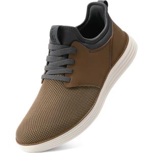 VILOCY Mens Slip On Casual Dress Shoes Hands Free Fashion Sneakers Mesh Tennis Walking Work Shoes Comfortable Breathable Lightweight Non Slip (10, Brown)