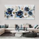 Large Canvas Wall Art for Living Room Blue and White Floral Print Painting wall Decor for Bedroom Office Modern Home Botanical Framed Wall Decorations Artwork Size 30x60 Ready to Hang