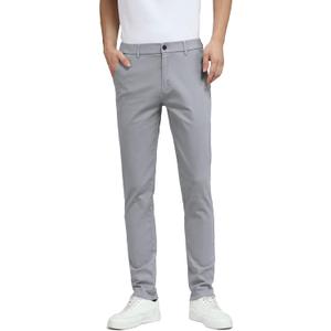 Plaid&Plain Men's Skinny Stretchy Khaki Pants Colored Pants Slim Fit Slacks Tapered Trousers (40W x 30L, Iron Grey)