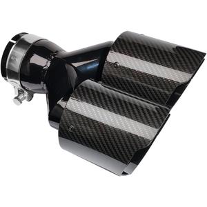 Dual Carbon Fiber Exhaust Tip 3" Inlet to Dual 4" Outlet Tailpipe tip Universal for Vehicles (Glossy Black)