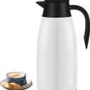 70oz Coffee Carafe Airpot Insulated Coffee Urn Stainless Steel Vacuum Thermal Pot Flask Dispenser for Coffee, Hot Water, Tea, Hot Beverage - Keep 12 Hours Hot, 24 Hours Cold -White