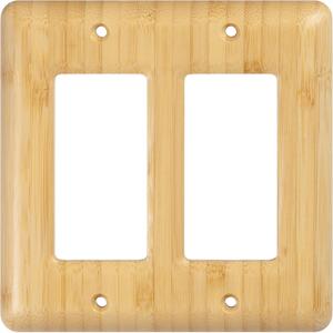 Solid Bamboo Double Toggle Light Switch Cover Plate Decorative Wall Plate for Modern Homes