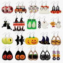 30  Pairs Halloween Earrings for Women Skeleton Spider Pumpkin Ghost Wooden Bat Dangle Earrings Set Gothic Jewelry Cute Painted Halloween Accessories Costumes Party Favors