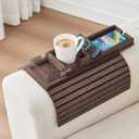 GEHE Detachable Couch Cup Holder, Anti Falling Sofa Arm Tray, Natural Bamboo Sofa Cup Holder More Safe for You Family, Portable Couch Arm Tray Armrest Table for Remote, Snacks, Phone, Drinks