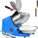 Electric Shaved Ice Machine,with Ice Pick and Scoop,3 Blades of Electric Snow Cone Machine(300W 2200r/min),Splash Proof Ice Shaver Machine,Ice Crusher Machine for Home Commercial Use (Blue)